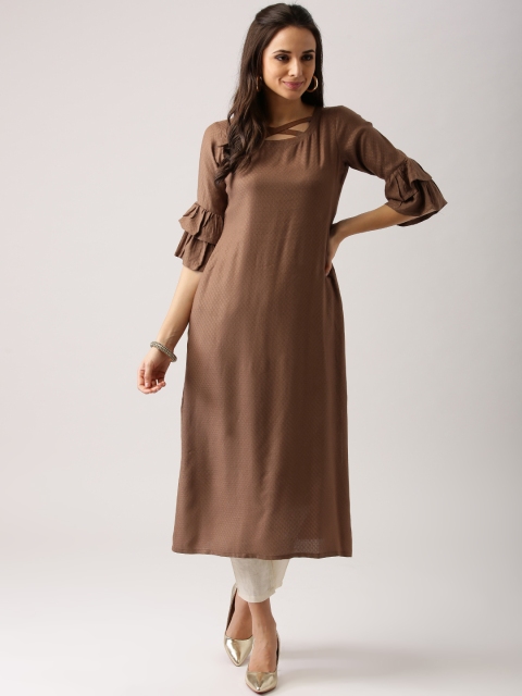 

Libas Women Brown Woven Design A-Line Kurta