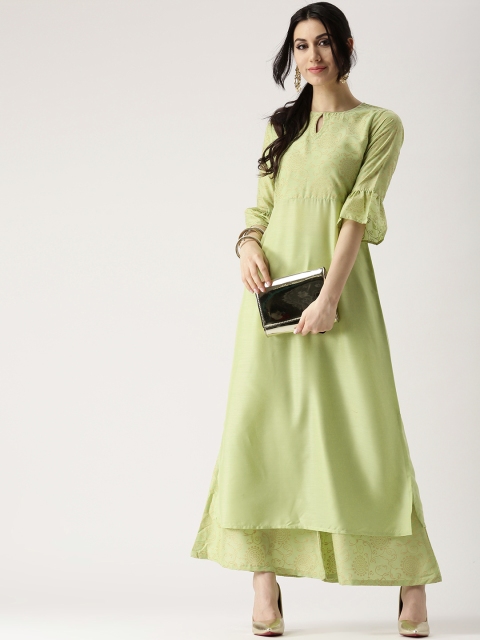 

Libas Women Green Solid Kurta with Palazzos