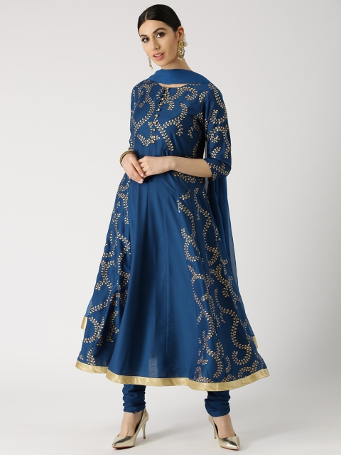 

Libas Women Navy Blue Kurta with Churidar & Dupatta