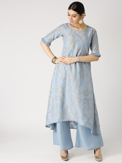 

Libas Women Blue & Golden Printed Kurta with Palazzos