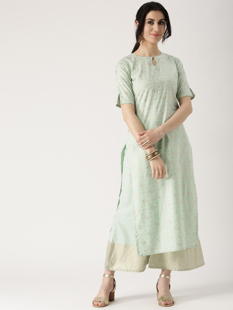 

Libas Women Green Block Print Kurta with Palazzos