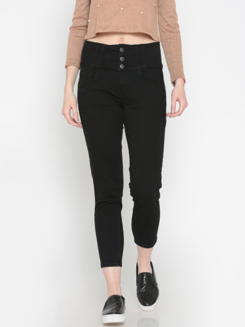 

Ginger by Lifestyle Women Black High-Rise Clean Look Stretchable Cropped Jeans