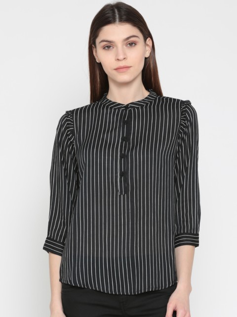

Fame Forever by Lifestyle Women Black Striped Shirt Style Top
