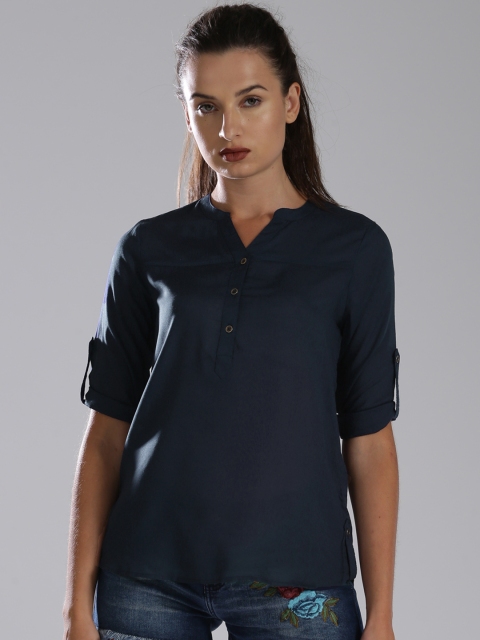 

Bossini Women Navy Blue Solid Shirt Style Top