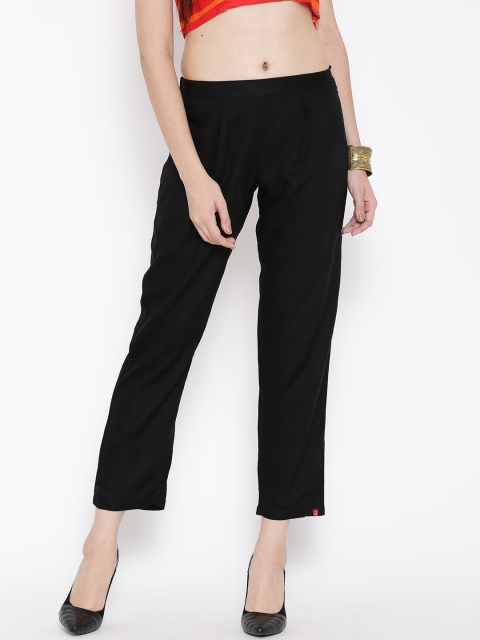 

Biba Women Black Slim Fit Solid Regular Trousers