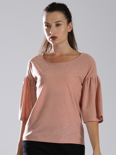 

Bossini Women Peach Self-Design Top