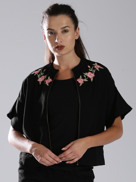 

Bossini Women Black Embroidered Jacket