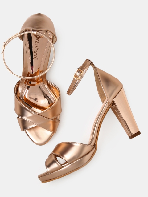 

DressBerry Women Rose Gold Solid Block Heels