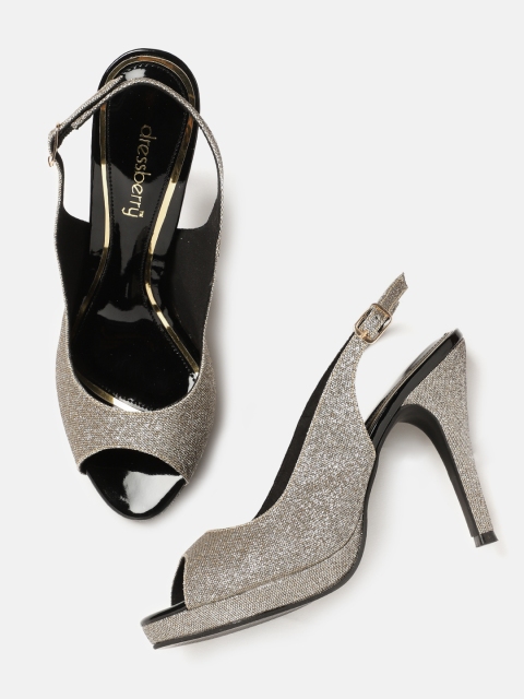 

DressBerry Women Silver-Toned Peep Toes