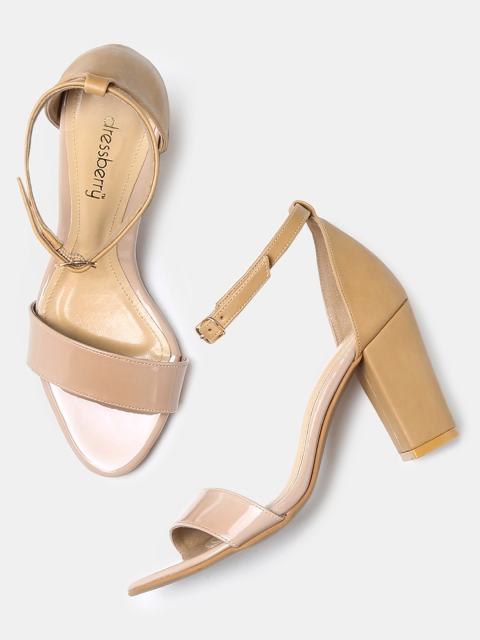 

DressBerry Women Beige Solid Block Heels