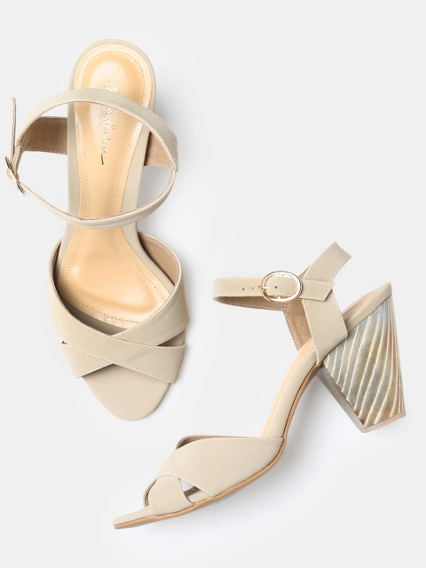 

Mast & Harbour Women Beige Solid Block Heels
