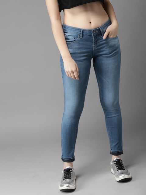 

Moda Rapido Women Blue Skinny Fit Mid-Rise Clean Look Stretchable Cropped Jeans