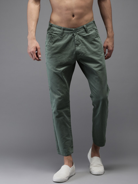 

Moda Rapido Men Green Slim Fit Solid Cropped Chinos