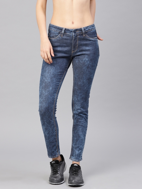 

HRX by Hrithik Roshan Women Blue Skinny Fit Mid-Rise Clean Look Stretchable Jeans