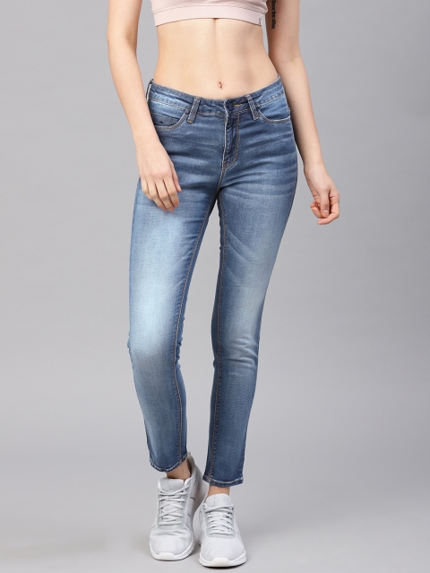 

HRX by Hrithik Roshan Women Blue Skinny Fit Mid-Rise Clean Look Stretchable Jeans