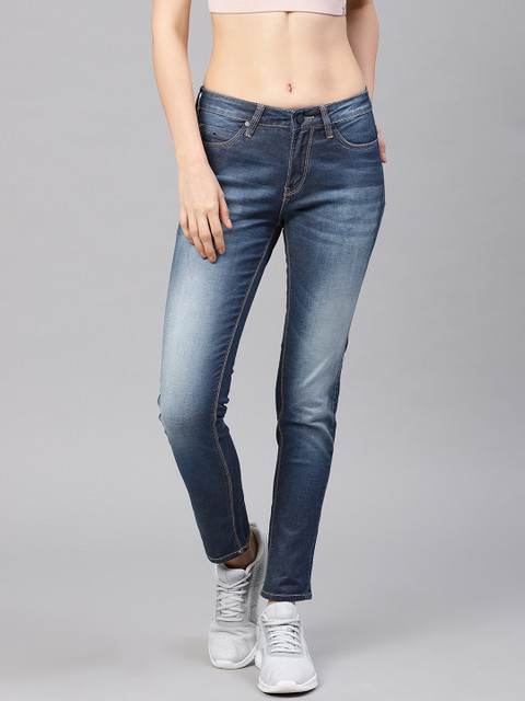 

HRX by Hrithik Roshan Women Blue Skinny Fit Mid-Rise Clean Look Stretchable Jeans
