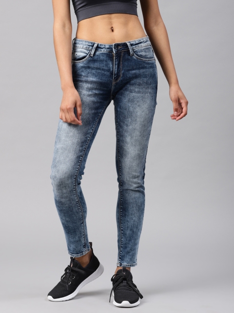 

HRX by Hrithik Roshan Women Blue Skinny Fit Mid-Rise Clean Look Stretchable Jeans