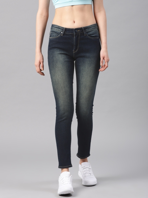 

HRX by Hrithik Roshan Women Blue Skinny Fit Mid-Rise Clean Look Stretchable Jeans