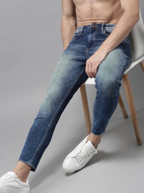

HERE&NOW Men Blue Slim Fit Cropped Mid-Rise Clean Look Stretchable Jeans