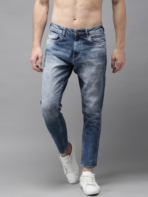 

HERE&NOW Men Blue Slim Fit Cropped Mid-Rise Clean Look Stretchable Jeans