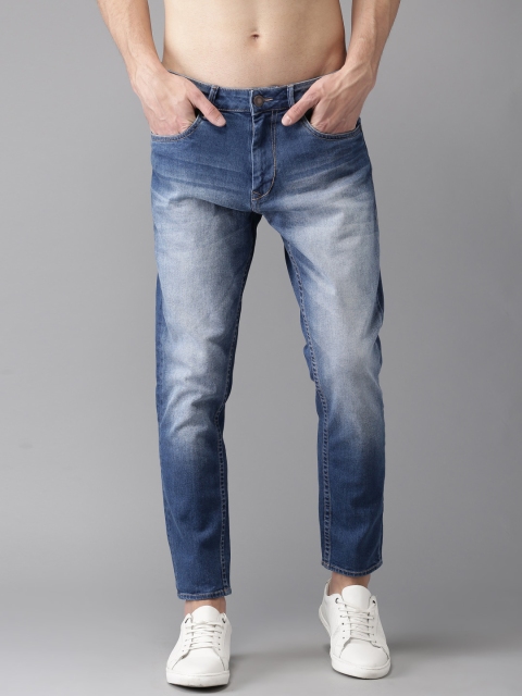 

HERE&NOW Men Blue Regular Fit Cropped Mid-Rise Clean Look Stretchable Jeans