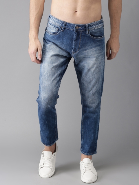 

HERE&NOW Men Blue Cropped Slim Fit Mid-Rise Clean Look Stretchable Jeans