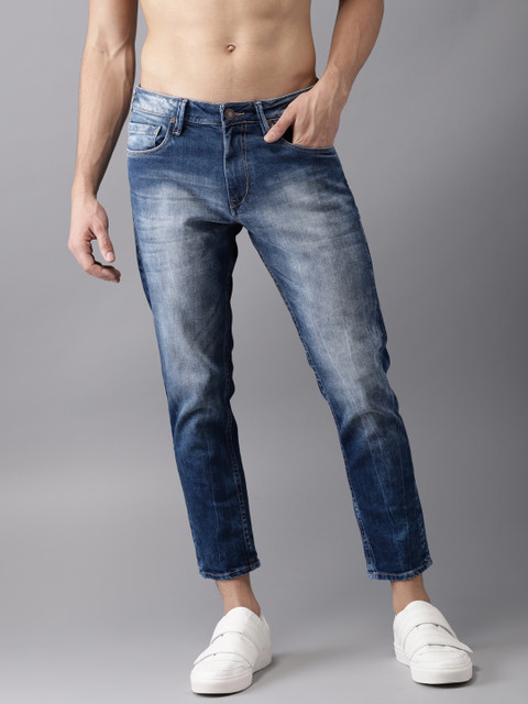 

HERE&NOW Men Blue Slim Fit Cropped Mid-Rise Clean Look Stretchable Jeans
