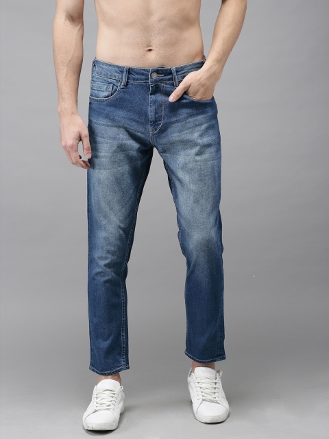 

HERE&NOW Men Blue Slim Fit Cropped Mid-Rise Clean Look Stretchable Jeans