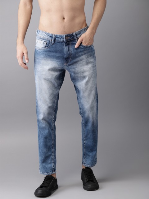 

HERE&NOW Men Blue Slim Fit Cropped Mid-Rise Clean Look Stretchable Jeans