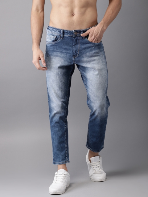 

HERE&NOW Men Blue Slim Fit Cropped Mid-Rise Clean Look Stretchable Jeans