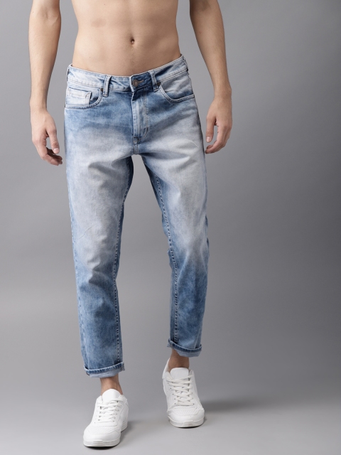 

HERE&NOW Men Blue Slim Fit Cropped Mid-Rise Clean Look Stretchable Jeans