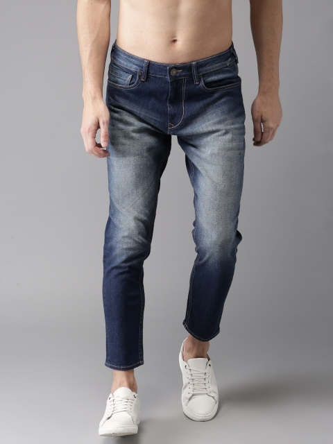 

HERE&NOW Men Blue Slim Fit Mid-Rise Cropped Clean Look Stretchable Jeans