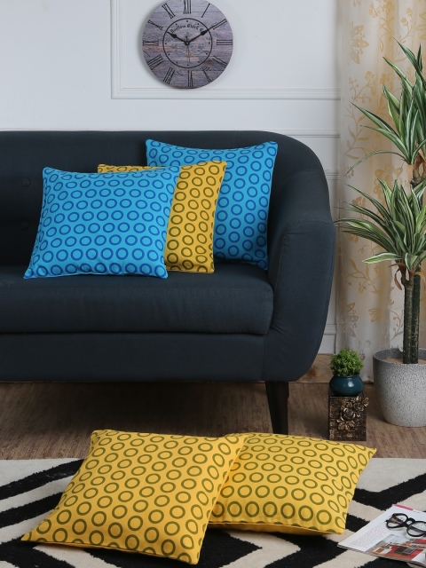

RANGRAGE Yellow Set of 5 Geometric Square Cushion Covers