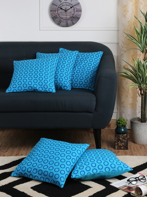 

RANGRAGE Blue Set of 5 Geometric Square Cushion Covers