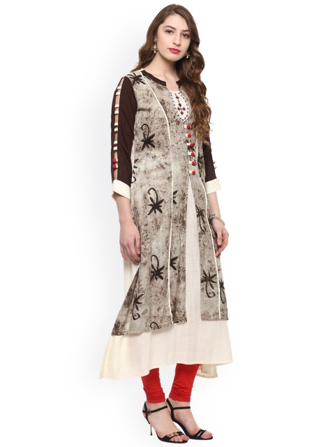 

La Firangi Women Brown Printed A-Line Kurta