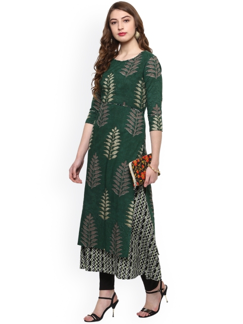 

La Firangi Women Green Printed A-Line Kurta