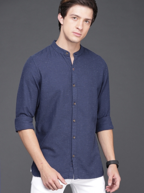 

WROGN Men Navy Blue Slim Fit Solid Casual Shirt