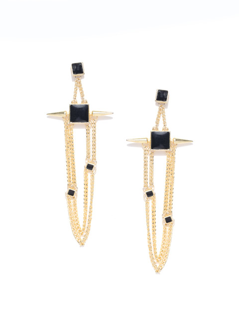 

Crunchy Fashion Gold-Toned & Black Contemporary Drop Earrings