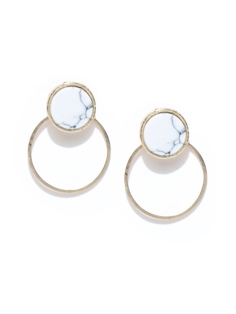 

Crunchy Fashion Gold-Toned & Blue Circular Drop Earrings