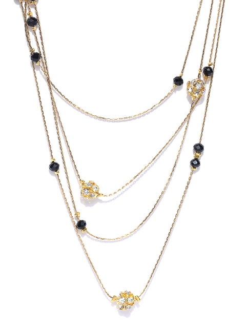 

Crunchy Fashion Gold-Toned Stone-Studded Layered Necklace