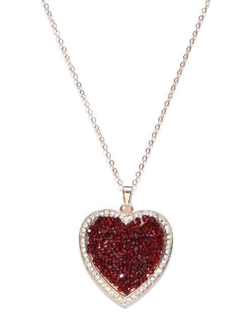 

Crunchy Fashion Gold-Toned & Red Stone-Studded Metal Necklace