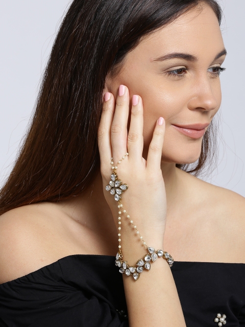 

Crunchy Fashion Antique Gold-Toned Metal Ring Bracelet