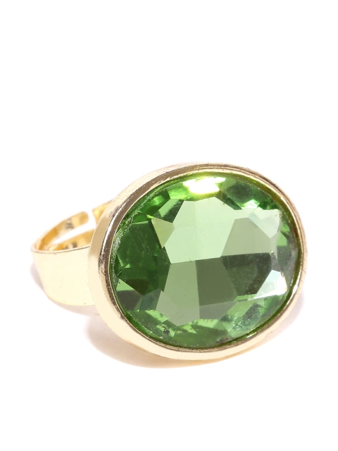 

Crunchy Fashion Gold-Toned & Green Crystal-Studded Ring