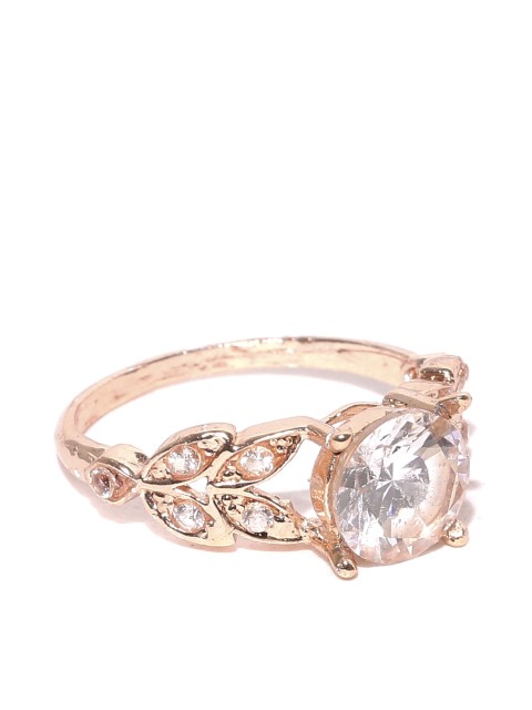 

Crunchy Fashion Gold-Toned CZ Stone-Studded Ring