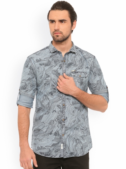 

SHOWOFF Men Blue Smart Slim Fit Printed Casual Shirt