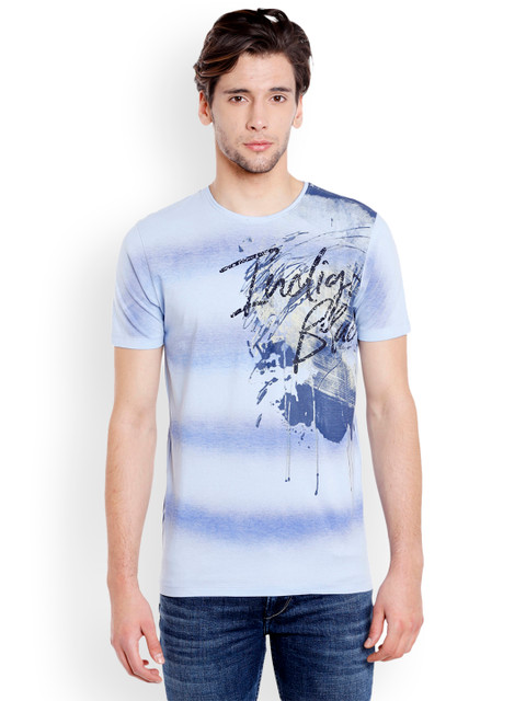 

Killer Men Blue Printed Round Neck Slim Fit T-shirt