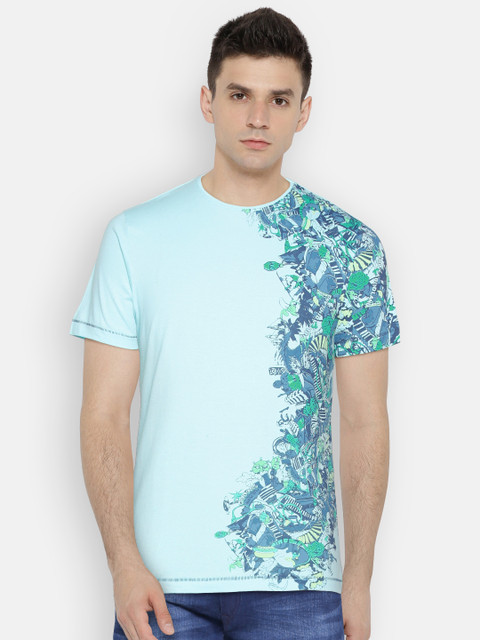 

Killer Men Sea Green Printed Round Neck T-shirt