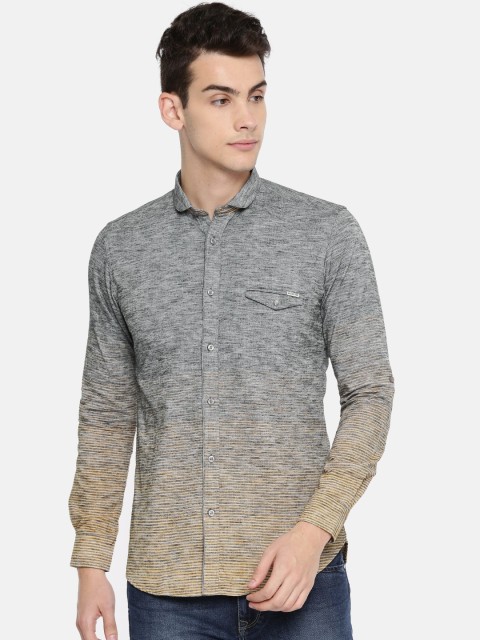 

Killer Men Blue & Grey Slim Fit Solid Semiformal Shirt