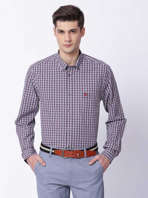 

THE BEAR HOUSE Men Grey Modern Slim Fit Checked Semiformal Shirt