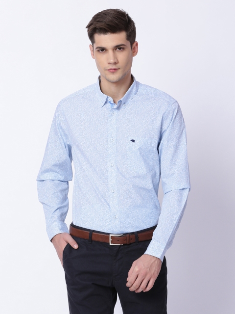 

THE BEAR HOUSE Men Blue Modern Slim Fit Printed Semiformal Shirt